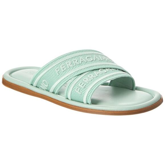 NIB$775 Ferragamo Laurene Logo Print Straps Flat Slides Sandals 6 C, 36.5 - Picture 4 of 16